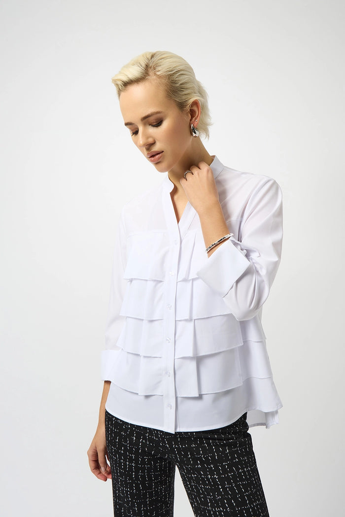 Joseph Ribkoff Stretch Poplin Ruffled Blouse Jr253944