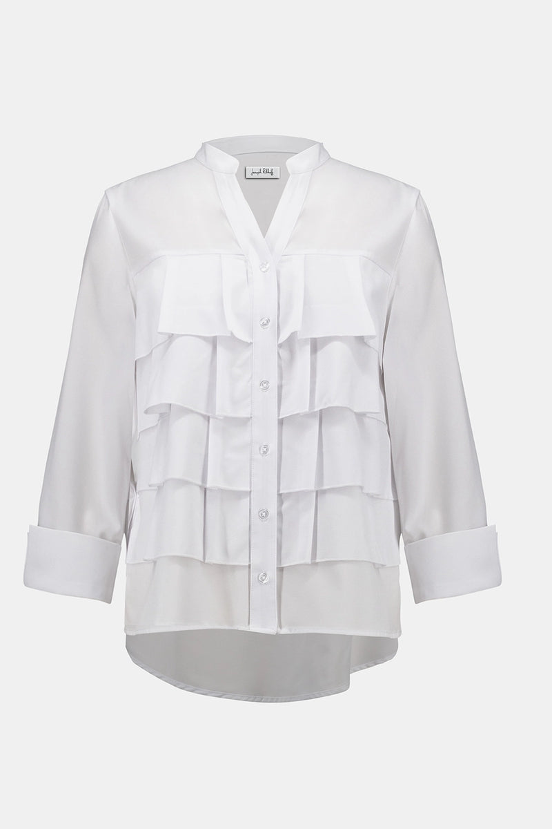 Joseph Ribkoff Stretch Poplin Ruffled Blouse Jr253944