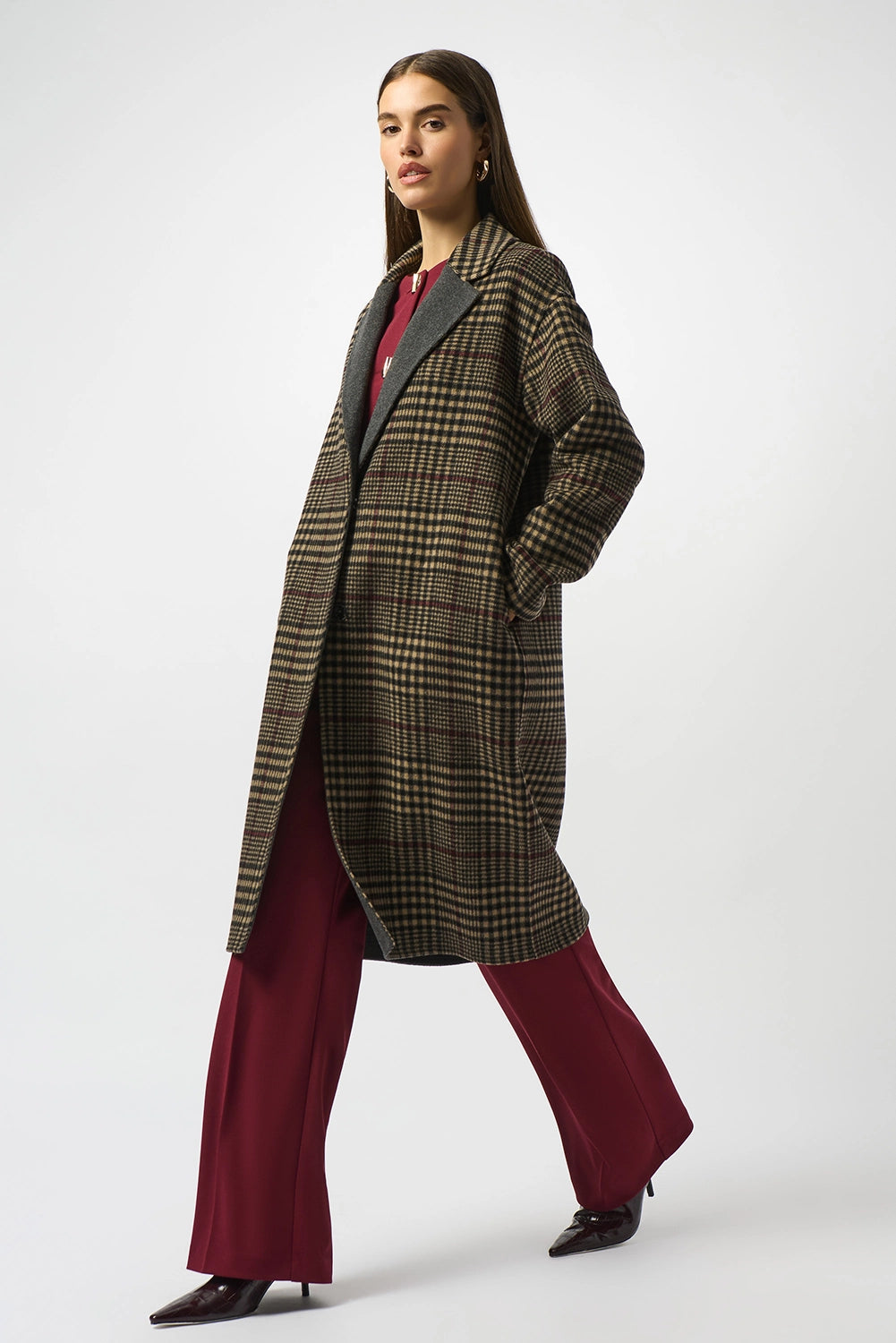 Joseph Ribkoff Wool Blend Plaid Double-Faced Coat Jr253946