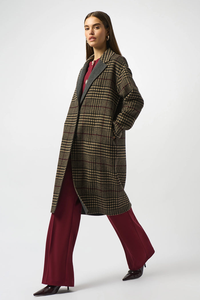 Joseph Ribkoff Wool Blend Plaid Double-Faced Coat Jr253946