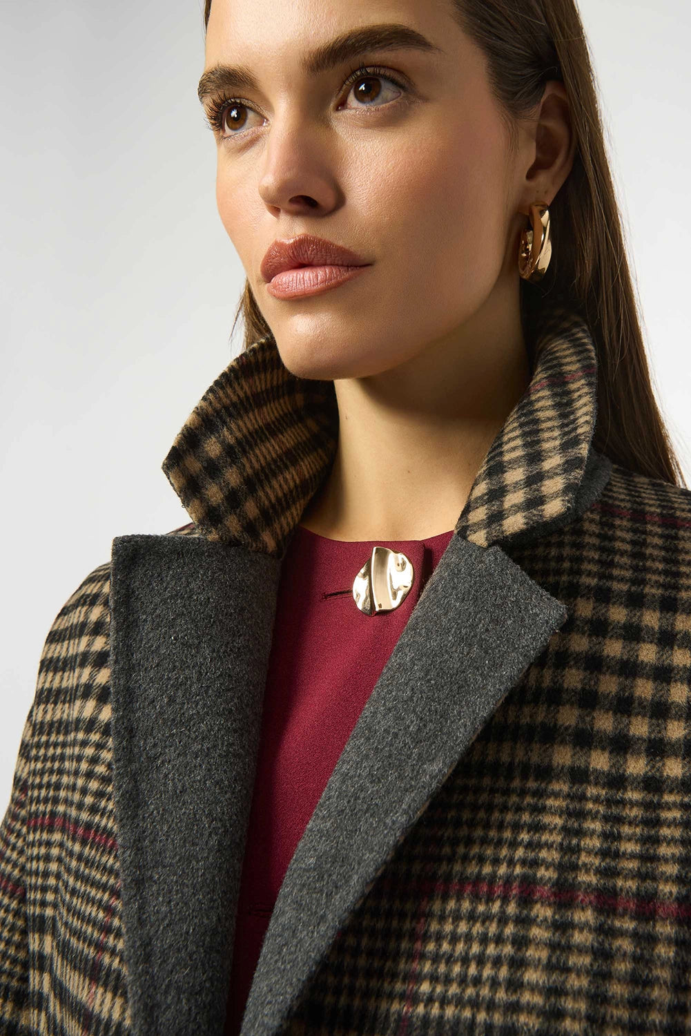Joseph Ribkoff Wool Blend Plaid Double-Faced Coat Jr253946