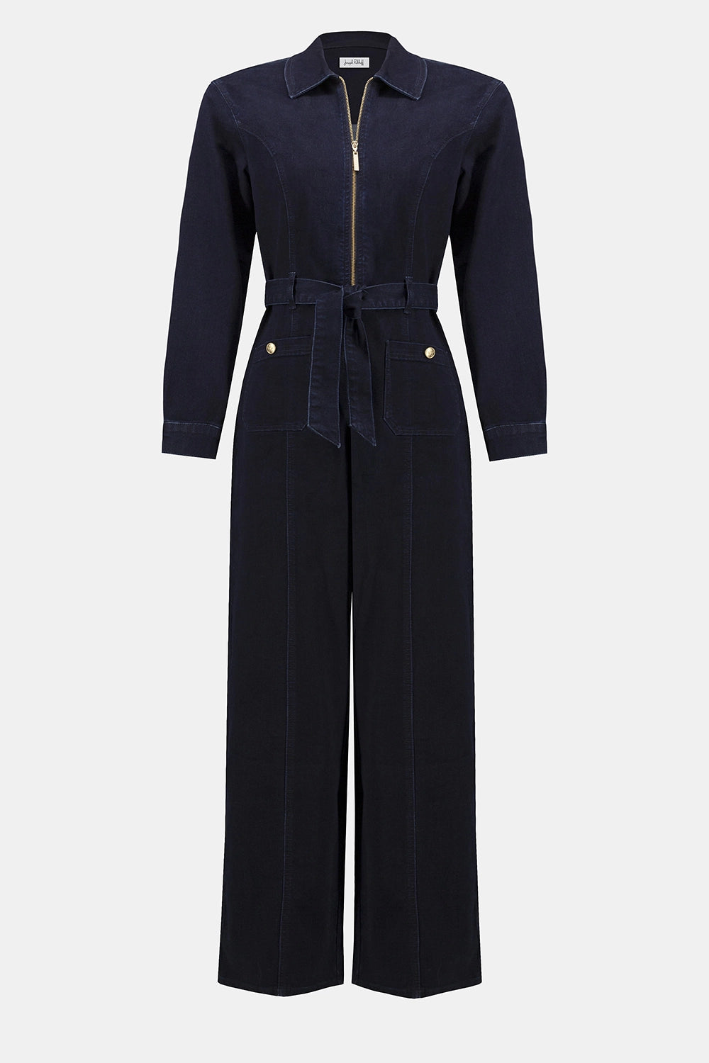 Joseph Ribkoff Stretch Denim Zip Front Wide-Leg Jumpsuit Jr253948