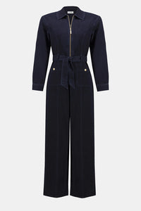Joseph Ribkoff Stretch Denim Zip Front Wide-Leg Jumpsuit Jr253948