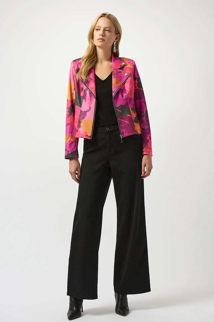 Joseph Ribkoff Foiled Faux Suede Abstract Print Fitted Jacket Jr253954
