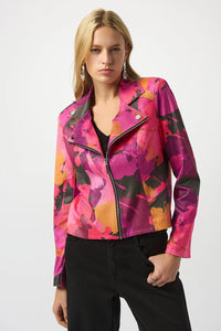Joseph Ribkoff Foiled Faux Suede Abstract Print Fitted Jacket Jr253954