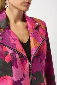 Joseph Ribkoff Foiled Faux Suede Abstract Print Fitted Jacket Jr253954