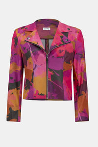 Joseph Ribkoff Foiled Faux Suede Abstract Print Fitted Jacket Jr253954