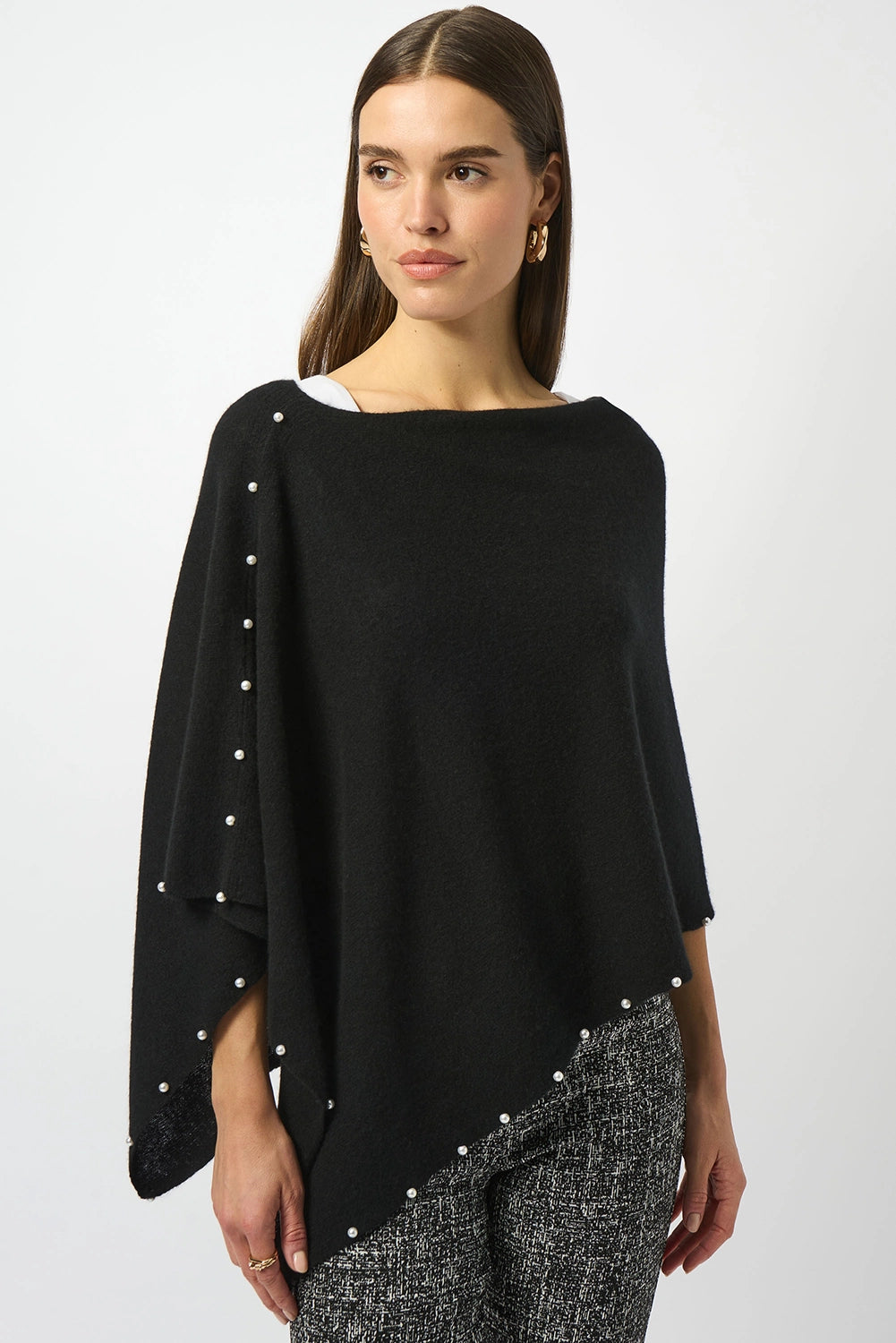 Joseph Ribkoff Cashmere Poncho with Pearl Detailing Jr253968