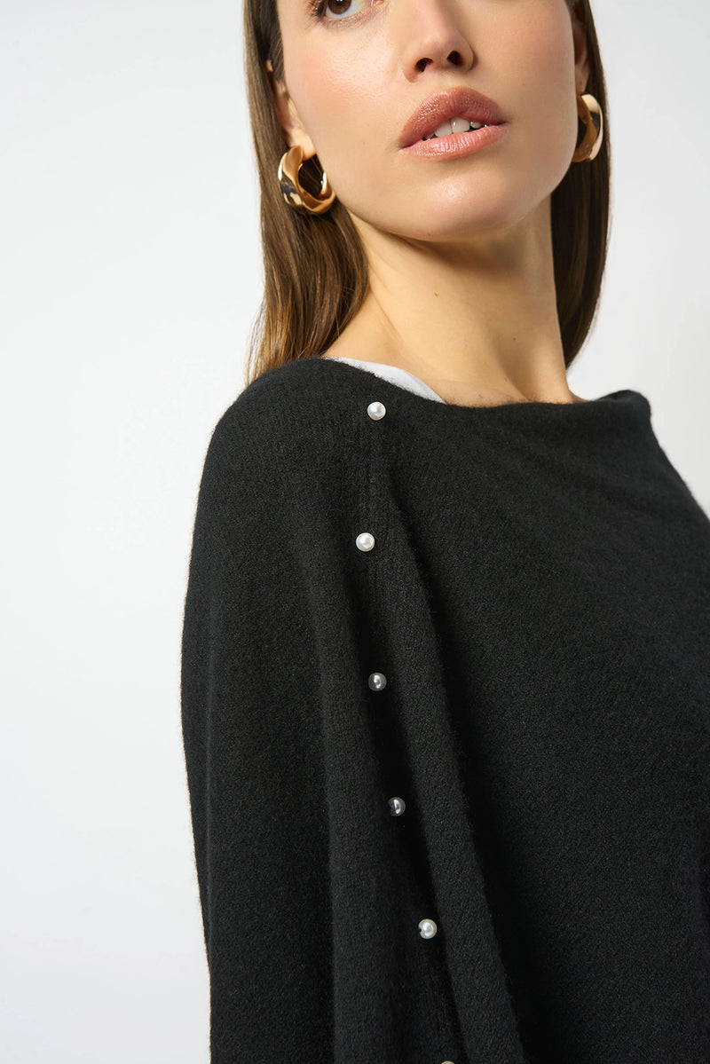 Joseph Ribkoff Cashmere Poncho with Pearl Detailing Jr253968