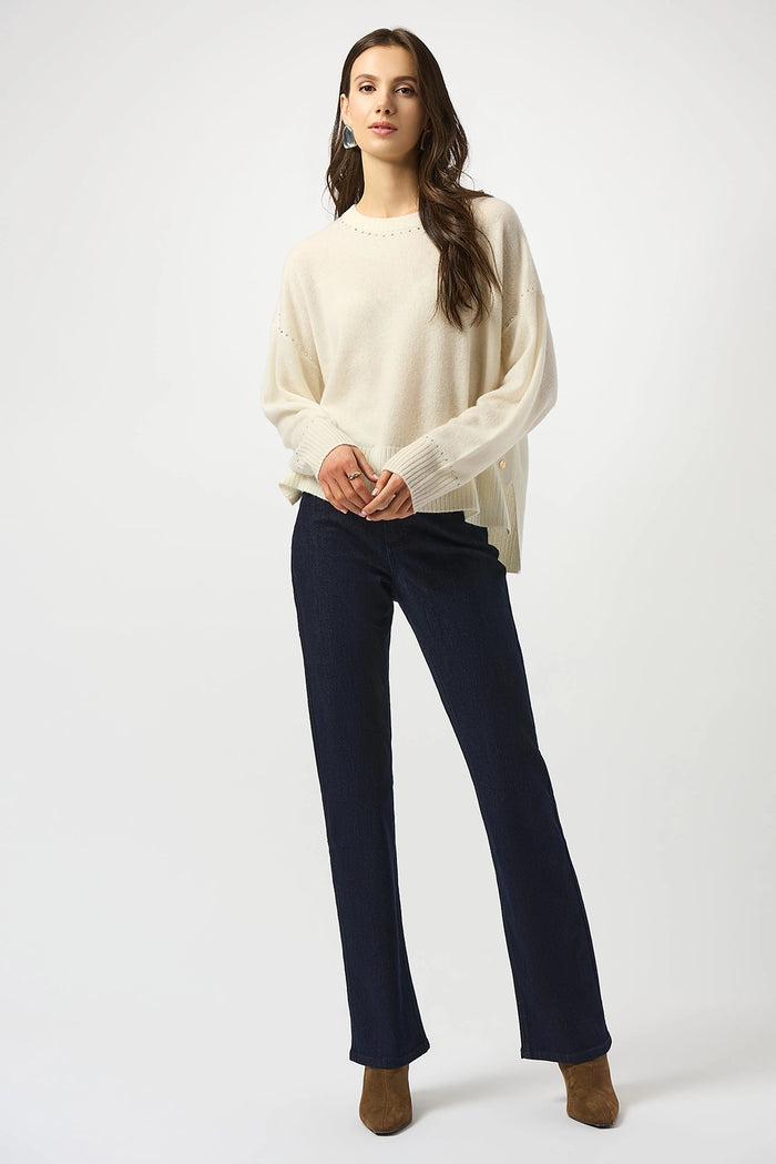 Joseph Ribkoff Cashmere Crew Neck Top with Stud Detailing Jr253980
