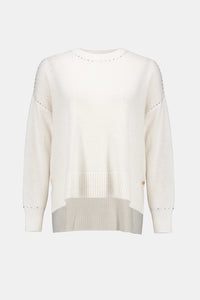 Joseph Ribkoff Cashmere Crew Neck Top with Stud Detailing Jr253980