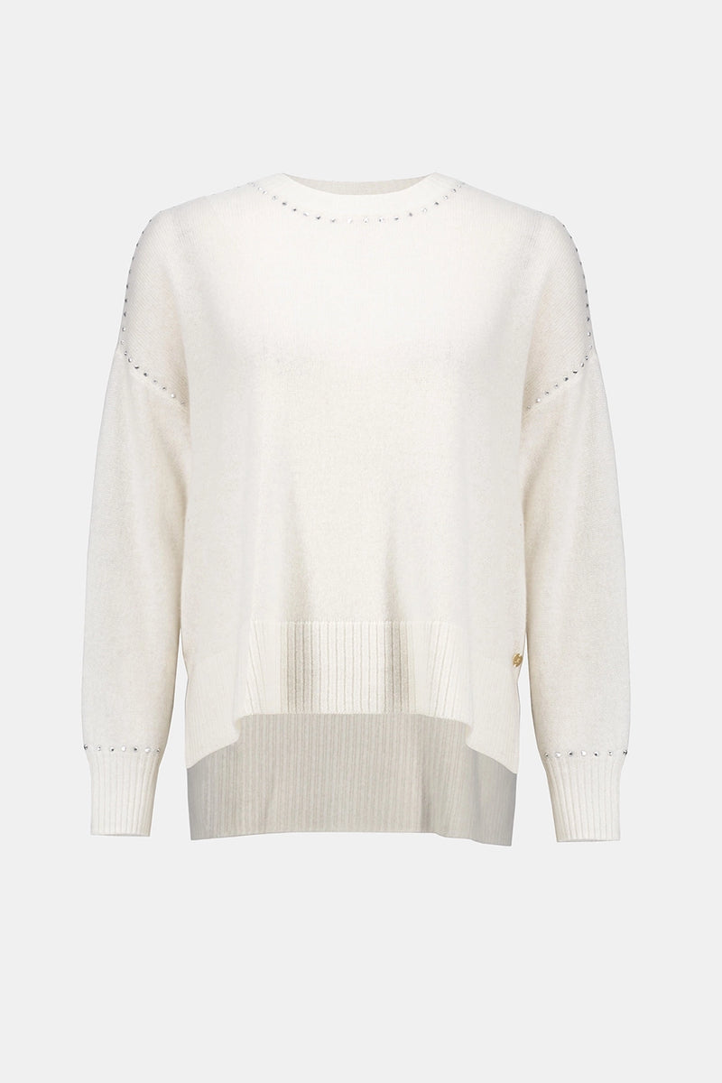 Joseph Ribkoff Cashmere Crew Neck Top with Stud Detailing Jr253980