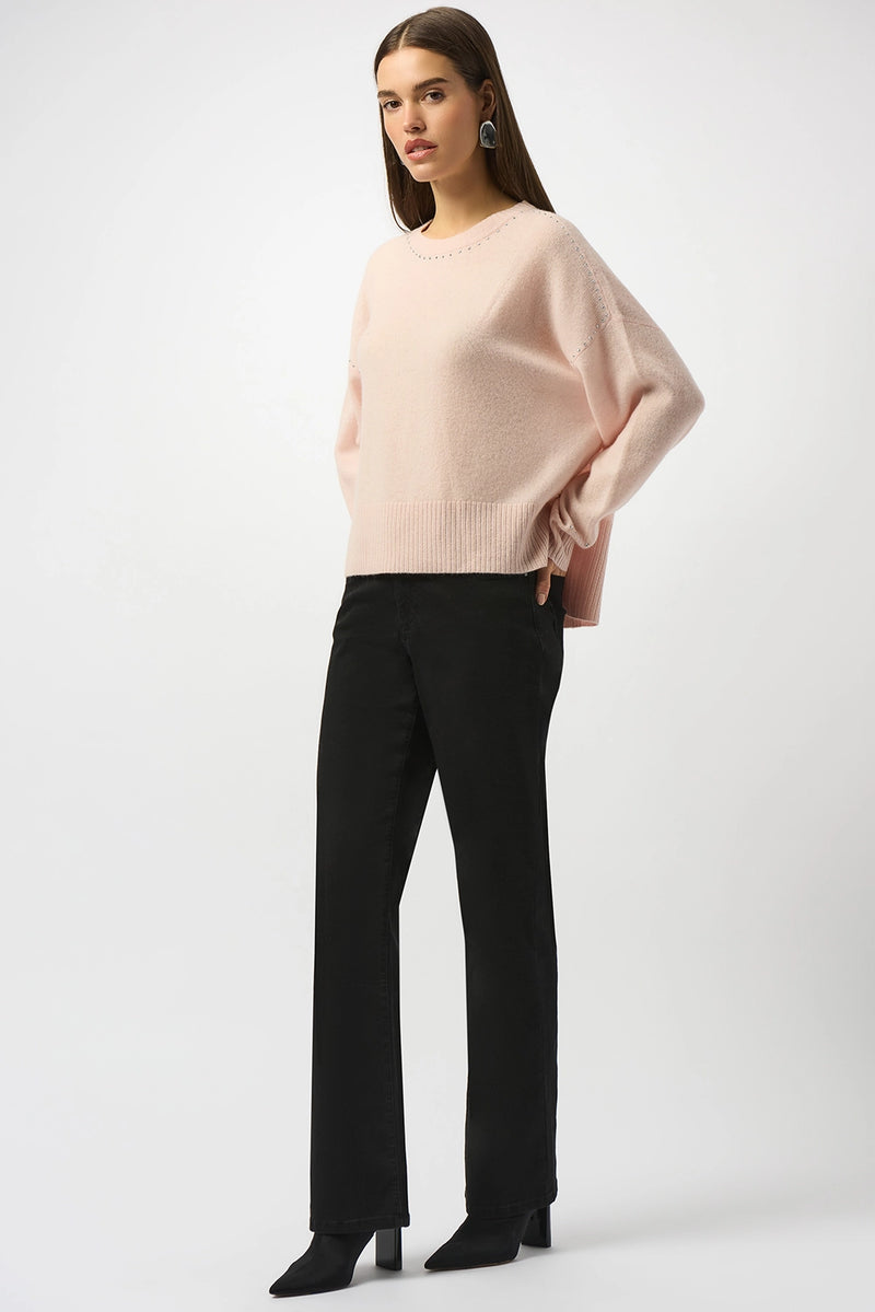Joseph Ribkoff Cashmere Crew Neck Top with Stud Detailing Jr253980