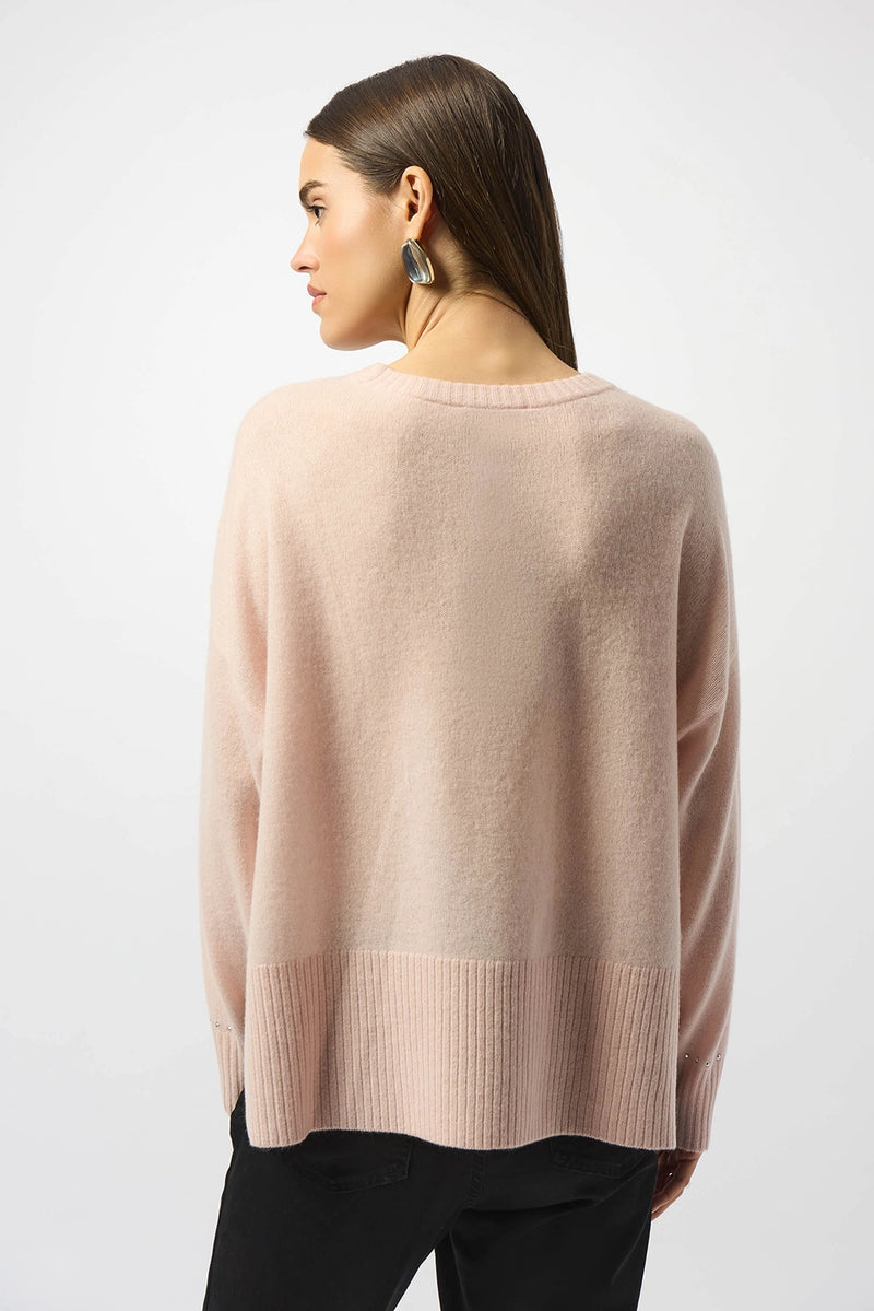 Joseph Ribkoff Cashmere Crew Neck Top with Stud Detailing Jr253980