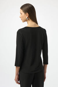 Joseph Ribkoff Silky Knit Straight Top With Sequins Detail Jr254025