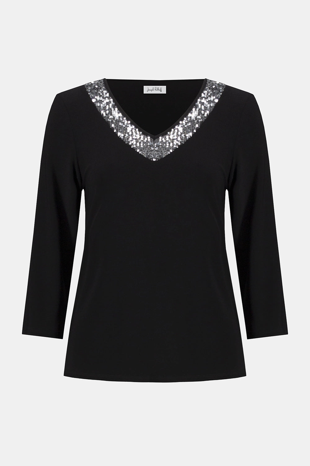 Joseph Ribkoff Silky Knit Straight Top With Sequins Detail Jr254025