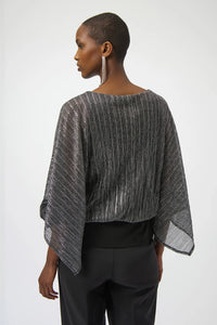 Joseph Ribkoff Sequined Pleated Knit Layered Top Jr254026