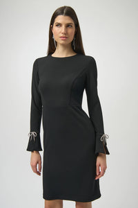 Joseph Ribkoff Scuba Crepe Shift Dress With Rhinestone Bows Jr254048