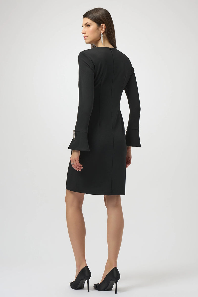 Joseph Ribkoff Scuba Crepe Shift Dress With Rhinestone Bows Jr254048
