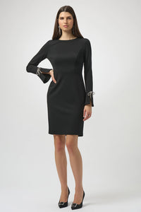 Joseph Ribkoff Scuba Crepe Shift Dress With Rhinestone Bows Jr254048
