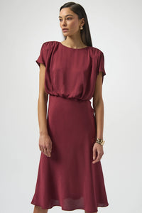 Joseph Ribkoff Recycled Satin Blouson A-Line Dress Jr254049