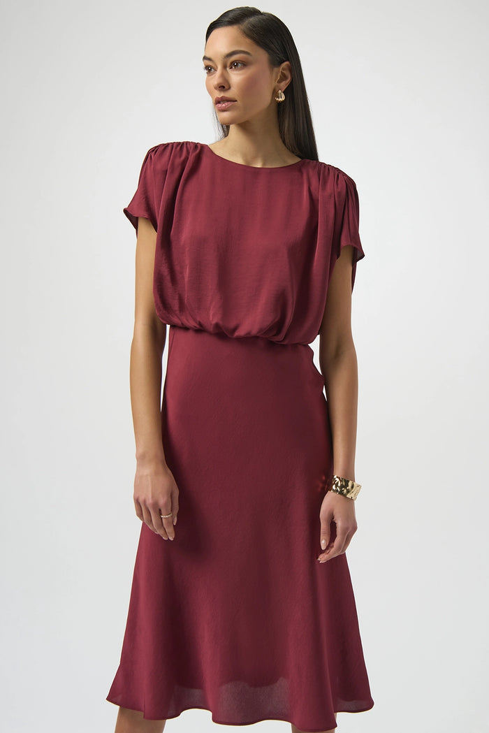Joseph Ribkoff Recycled Satin Blouson A-Line Dress Jr254049