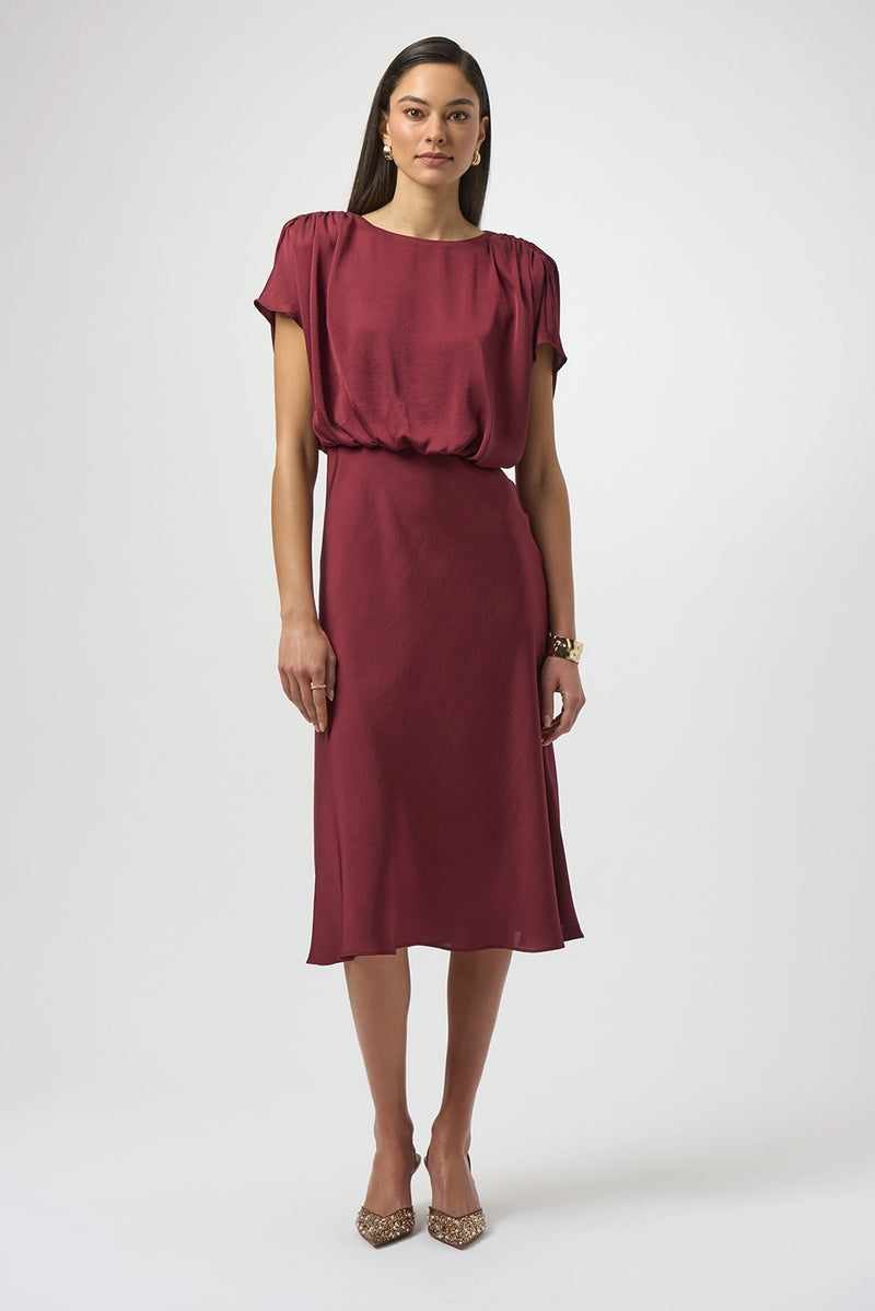 Joseph Ribkoff Recycled Satin Blouson A-Line Dress Jr254049