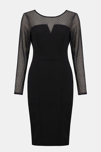 Joseph Ribkoff Scuba Crepe and Studded Mesh Sheath Dress Jr254085