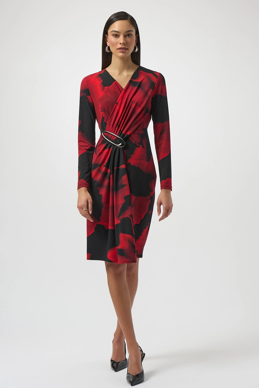 Joseph Ribkoff Silky Knit Abstract Print Wrap Dress Jr254088
