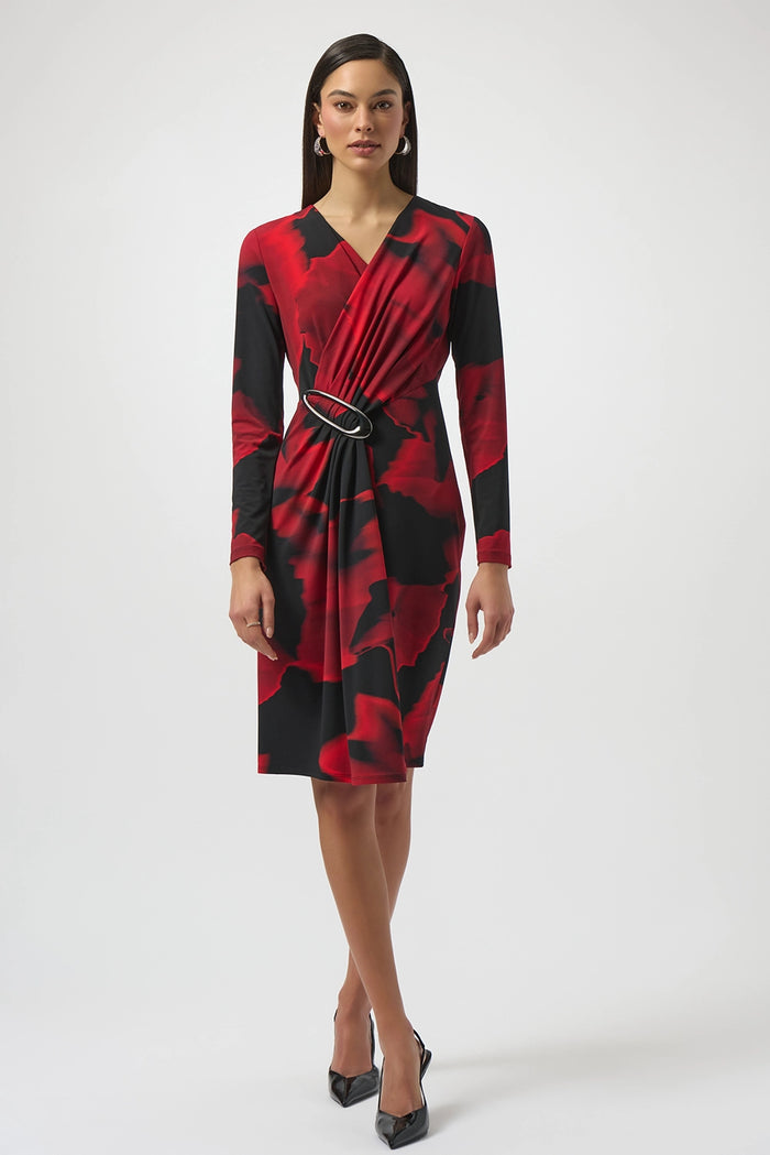 Joseph Ribkoff Silky Knit Abstract Print Wrap Dress Jr254088