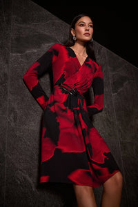 Joseph Ribkoff Silky Knit Abstract Print Wrap Dress Jr254088