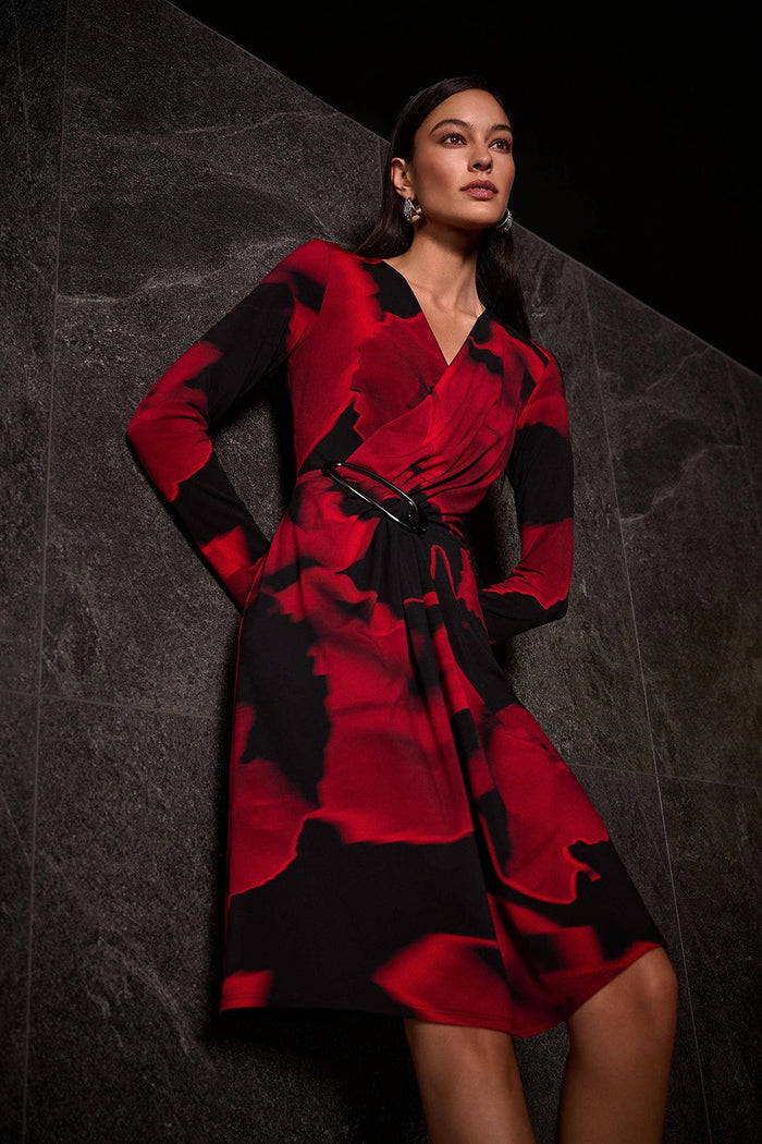 Joseph Ribkoff Silky Knit Abstract Print Wrap Dress Jr254088