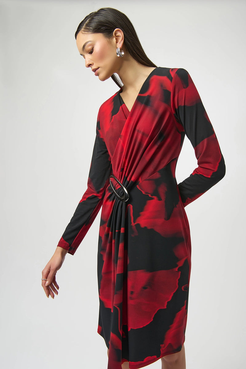 Joseph Ribkoff Silky Knit Abstract Print Wrap Dress Jr254088