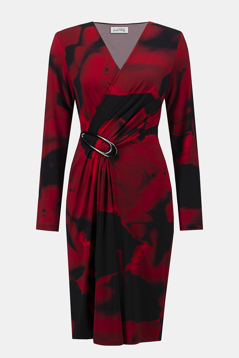 Joseph Ribkoff Silky Knit Abstract Print Wrap Dress Jr254088