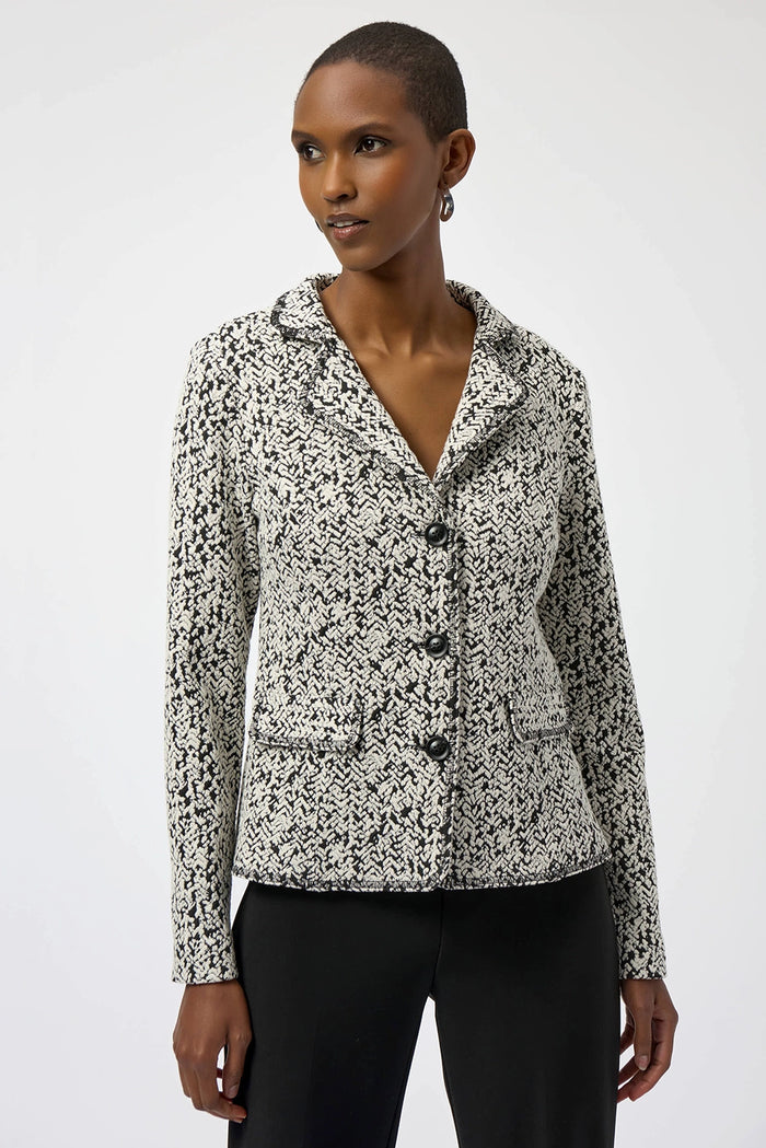 Joseph Ribkoff Abstract Jacquard Knit Fitted Blazer Jr254146