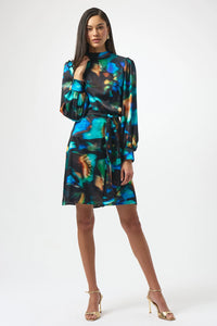 Joseph Ribkoff Recycled Satin Abstract Print Straight Dress Jr254170