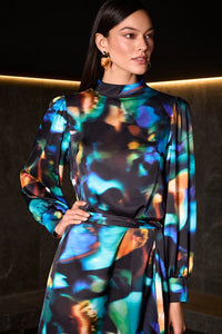 Joseph Ribkoff Recycled Satin Abstract Print Straight Dress Jr254170