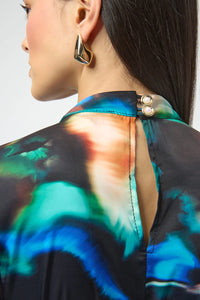 Joseph Ribkoff Recycled Satin Abstract Print Straight Dress Jr254170