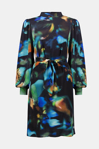 Joseph Ribkoff Recycled Satin Abstract Print Straight Dress Jr254170