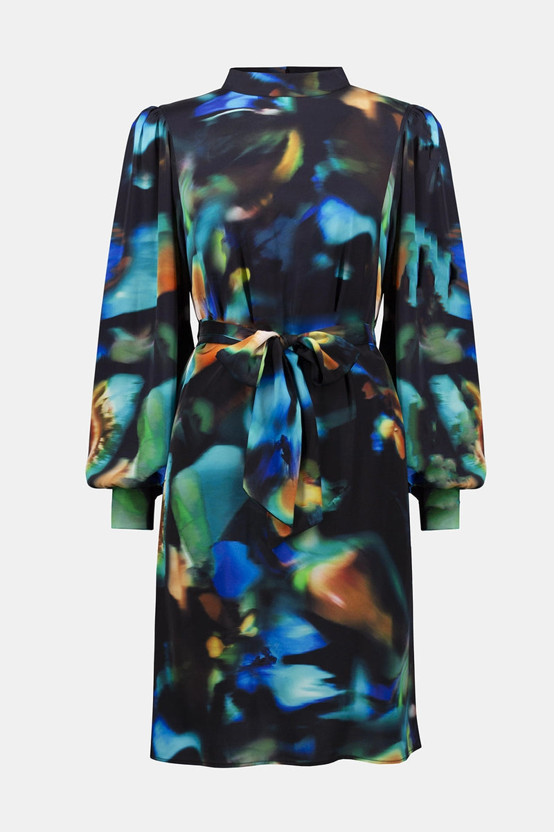 Joseph Ribkoff Recycled Satin Abstract Print Straight Dress Jr254170