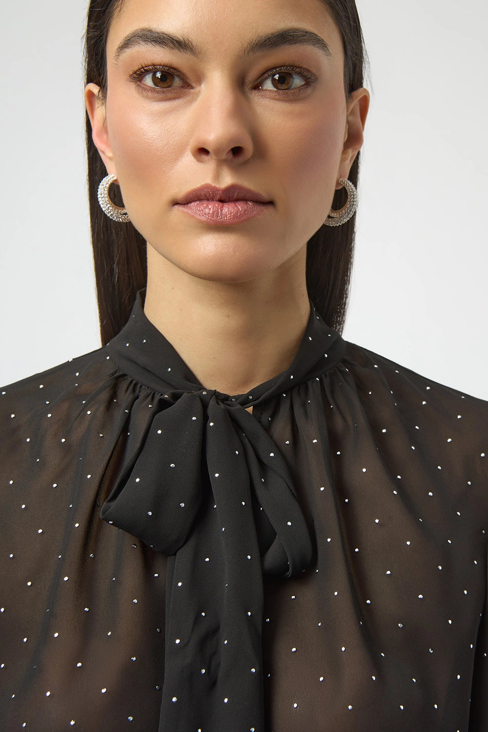 JosephRibkoff Dew Drop Chiffon Tie Neck Top Jr254200