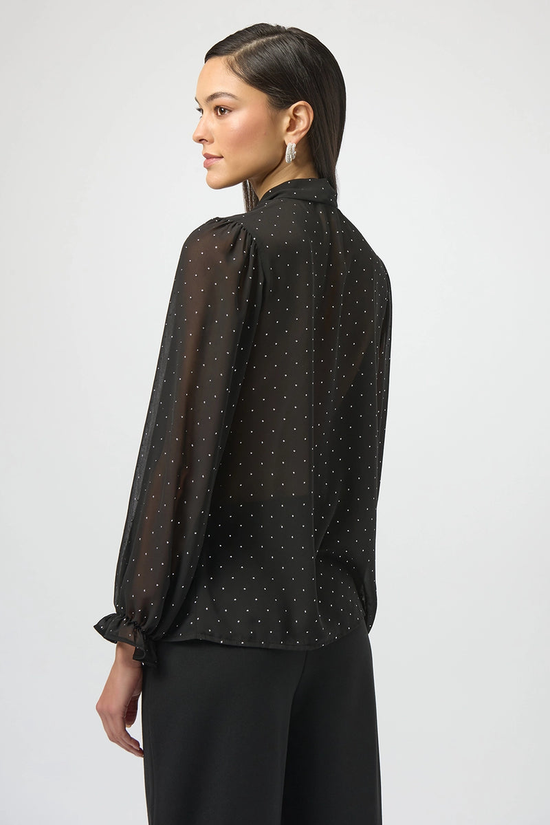 JosephRibkoff Dew Drop Chiffon Tie Neck Top Jr254200