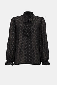 JosephRibkoff Dew Drop Chiffon Tie Neck Top Jr254200