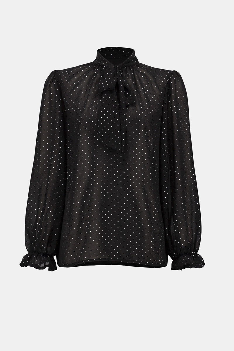 JosephRibkoff Dew Drop Chiffon Tie Neck Top Jr254200