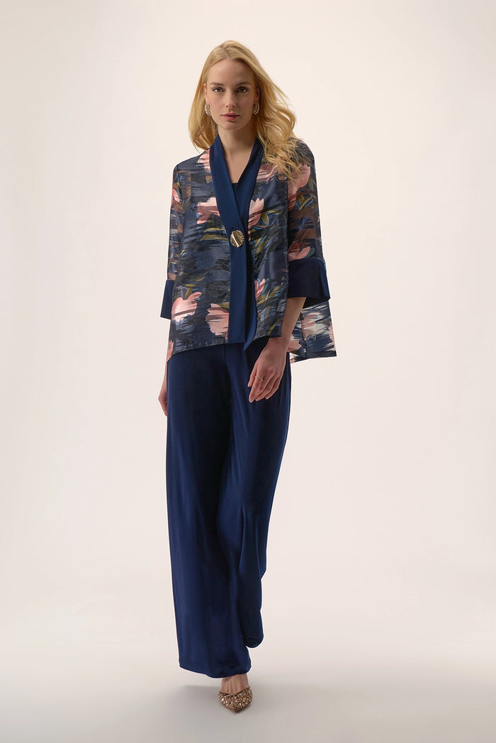 Joseph Ribkoff Signature | Jacquard Organza Floral Print Swing Jacket Jr254729
