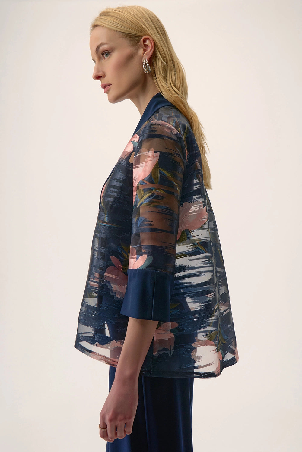 Joseph Ribkoff Signature | Jacquard Organza Floral Print Swing Jacket Jr254729
