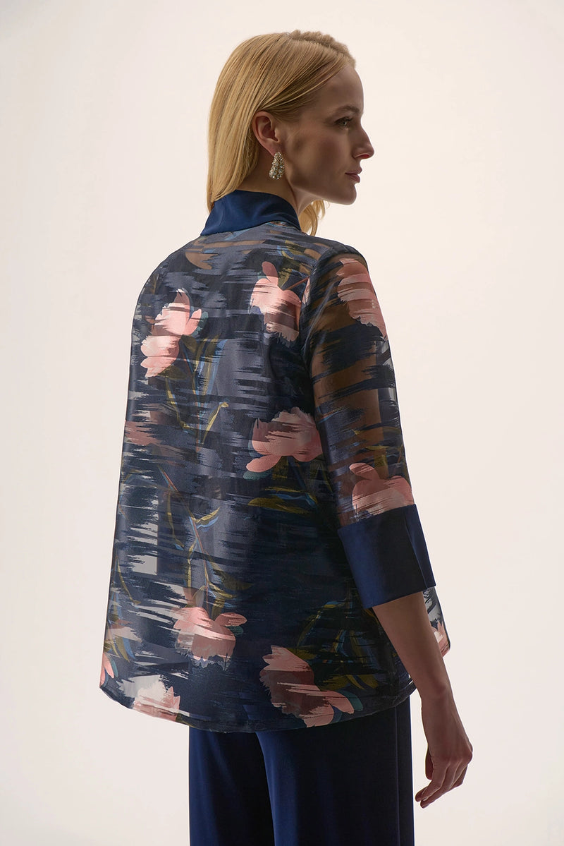 Joseph Ribkoff Signature | Jacquard Organza Floral Print Swing Jacket Jr254729