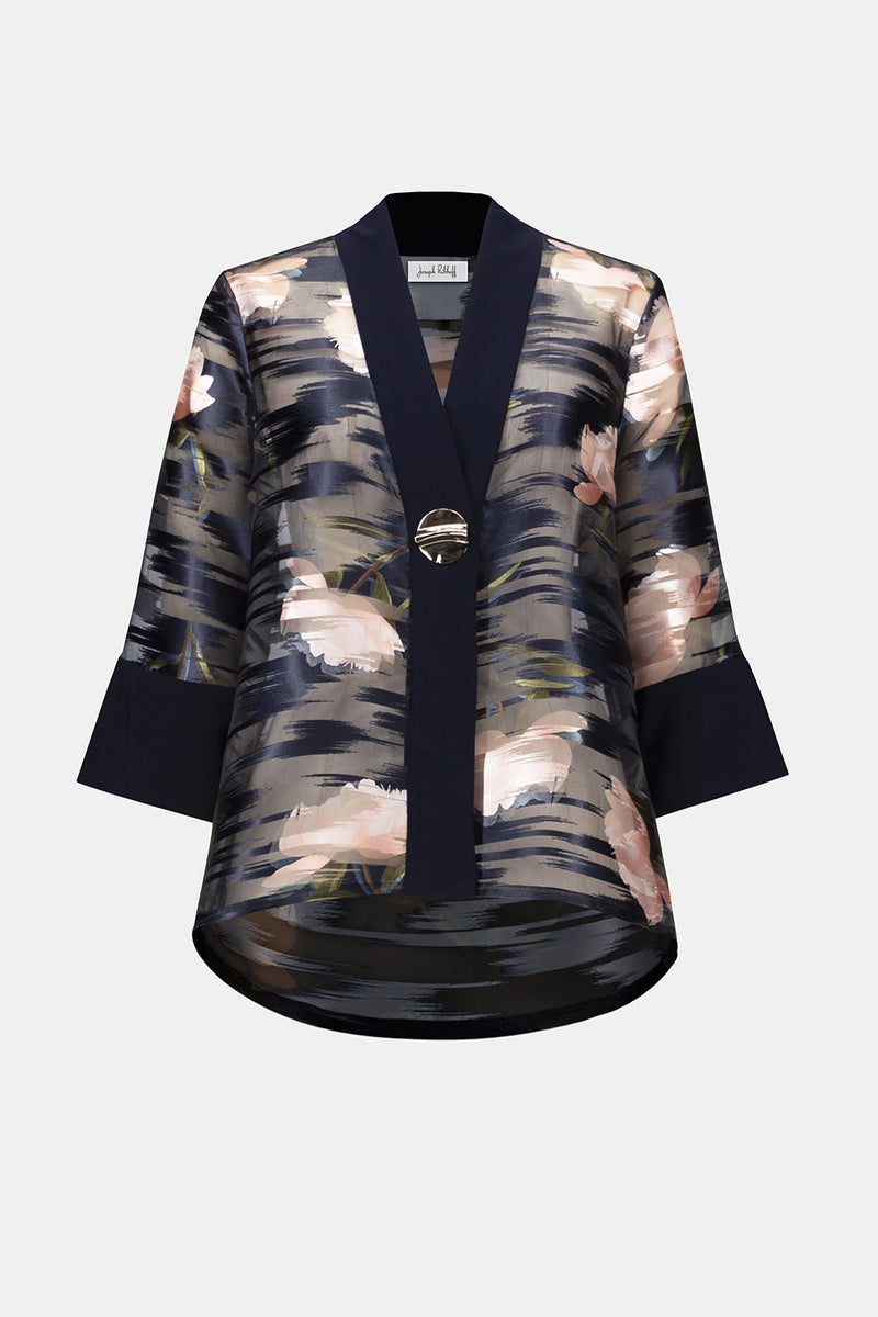 Joseph Ribkoff Signature | Jacquard Organza Floral Print Swing Jacket Jr254729