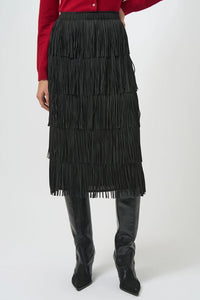 Joseph Ribkoff Pleated Pencil Skirt with Tiered Fringes Jr254901