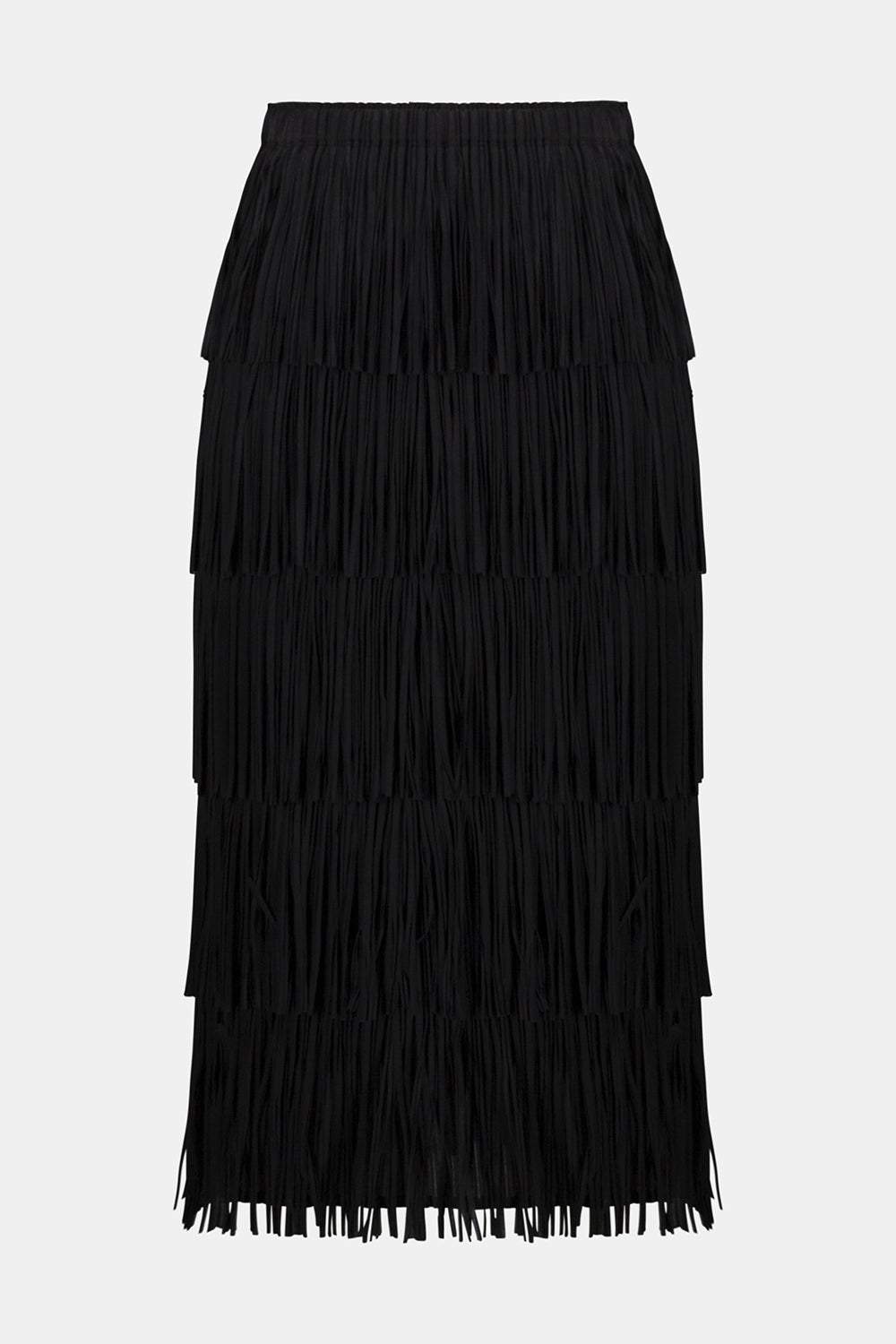 Joseph Ribkoff Pleated Pencil Skirt with Tiered Fringes Jr254901